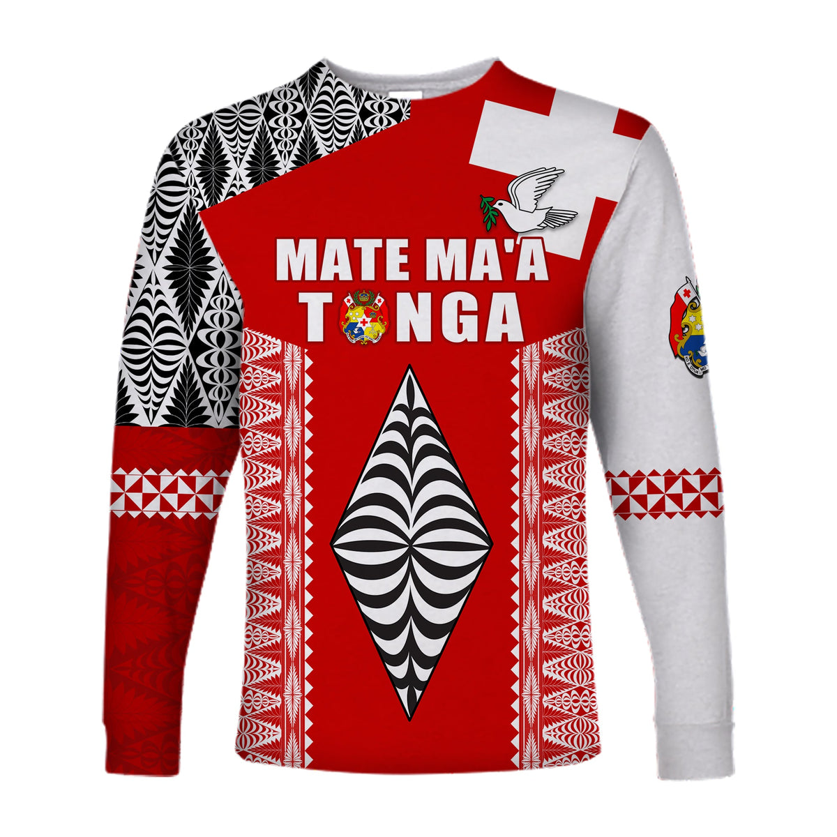 (Custom Text and Number) Tonga Rugby Long Sleeve Shirt Kupesi Ngatu Mate Maa Tonga LT13 - Polynesian Pride