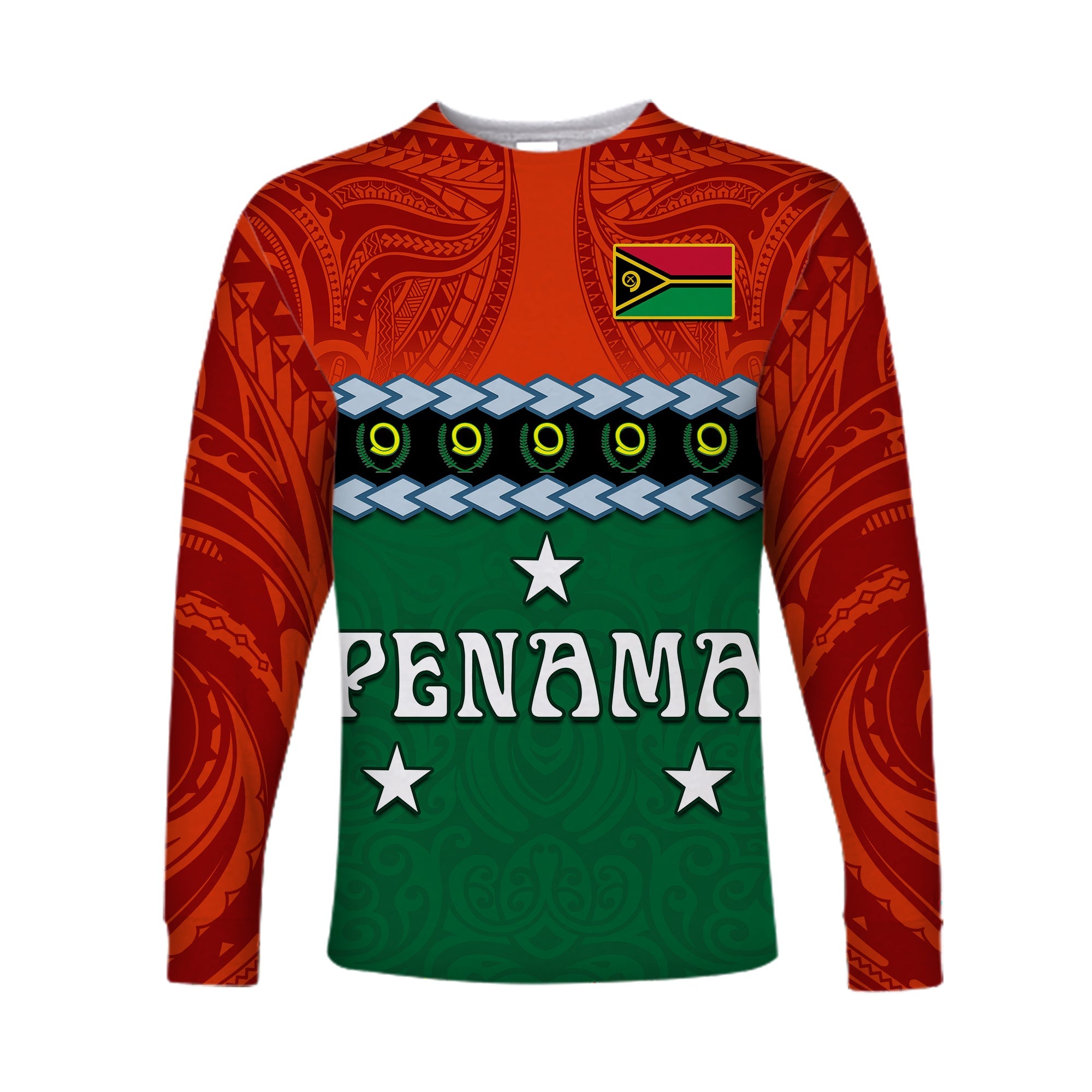 (Custom Personalised) Penama Province Long Sleeve Shirt Vanuatu Pig Tusk Polynesian Flag Style LT14 Unisex Green - Polynesian Pride