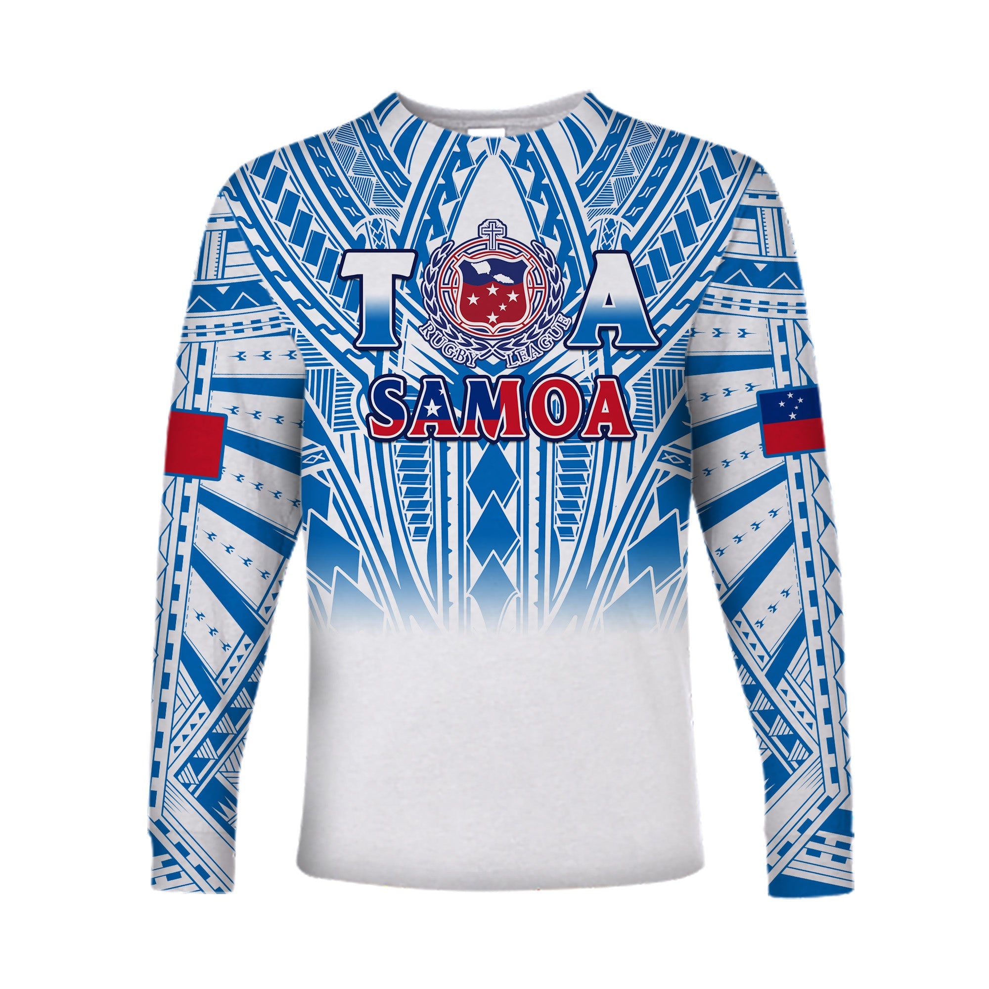 Samoa Rugby Long Sleeve Shirt Toa Samoa Polynesian Pacific White Version LT14 Unisex White - Polynesian Pride