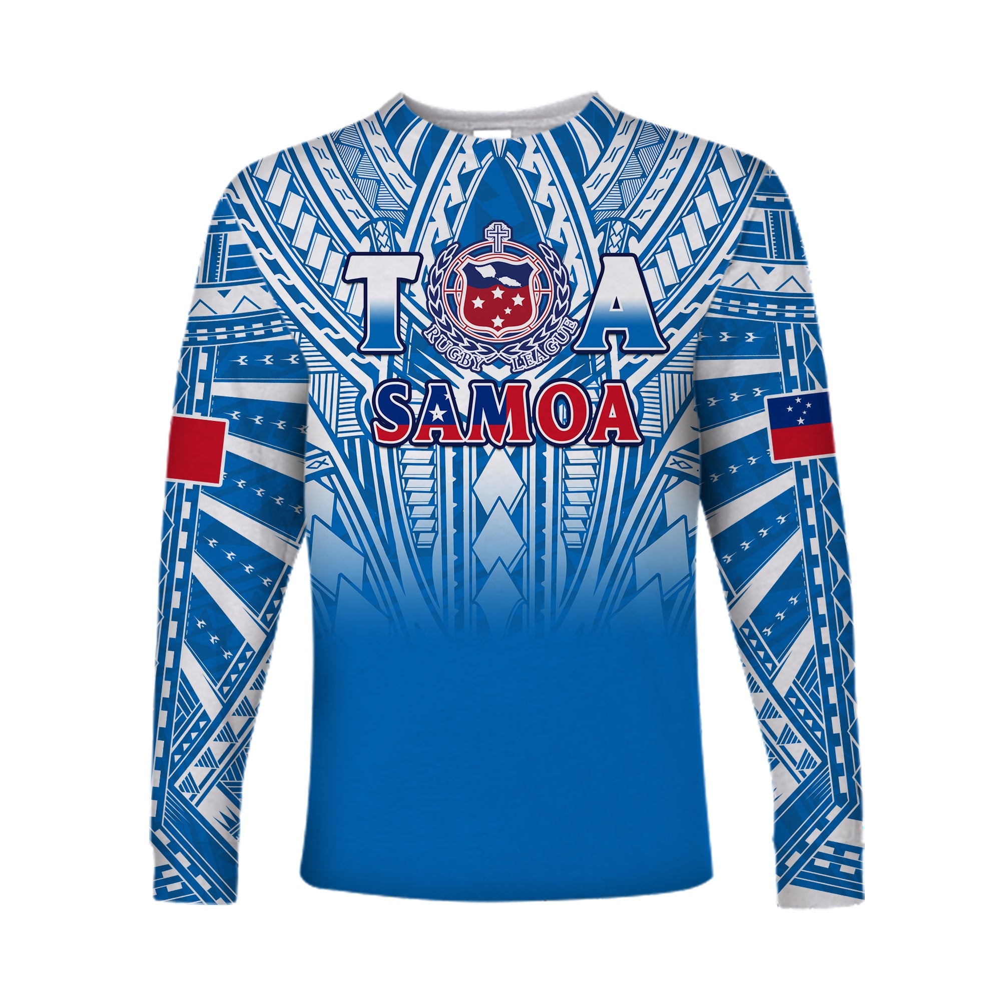 Samoa Rugby Long Sleeve Shirt Toa Samoa Polynesian Pacific Blue Version LT14 Unisex Blue - Polynesian Pride