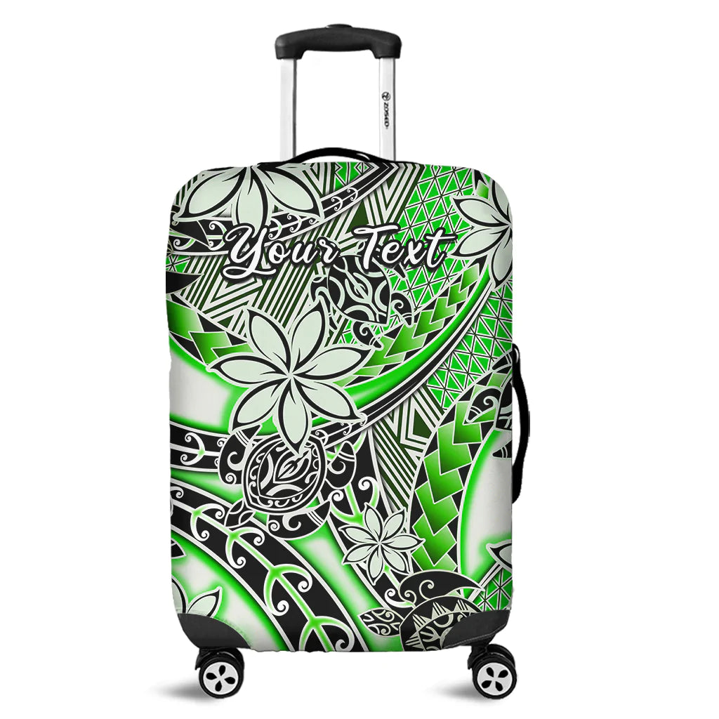 (Custom Personalised) Hawaii Luggage Cover Tribal Plumeria With Polynesian Turtle Ver.01 LT14 Green - Polynesian Pride