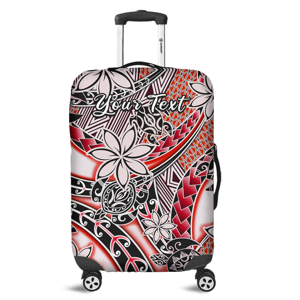 (Custom Personalised) Hawaii Luggage Cover Tribal Plumeria With Polynesian Turtle Ver.03 LT14 Red - Polynesian Pride