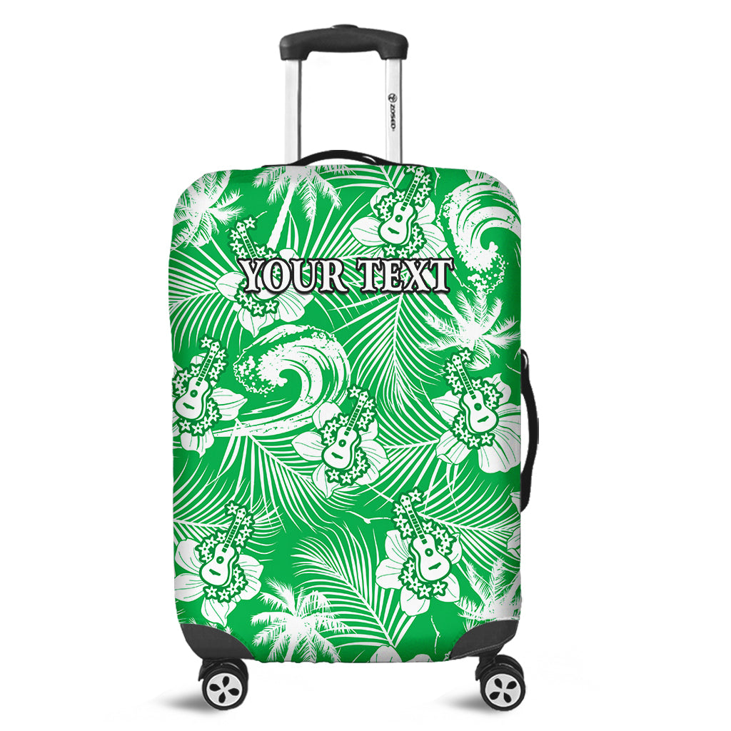 (Custom Personalised) Hawaii Luggage Cover Ukulele Tropical Beach Palm Trees And Hibiscus Ver.02 LT14 Green - Polynesian Pride