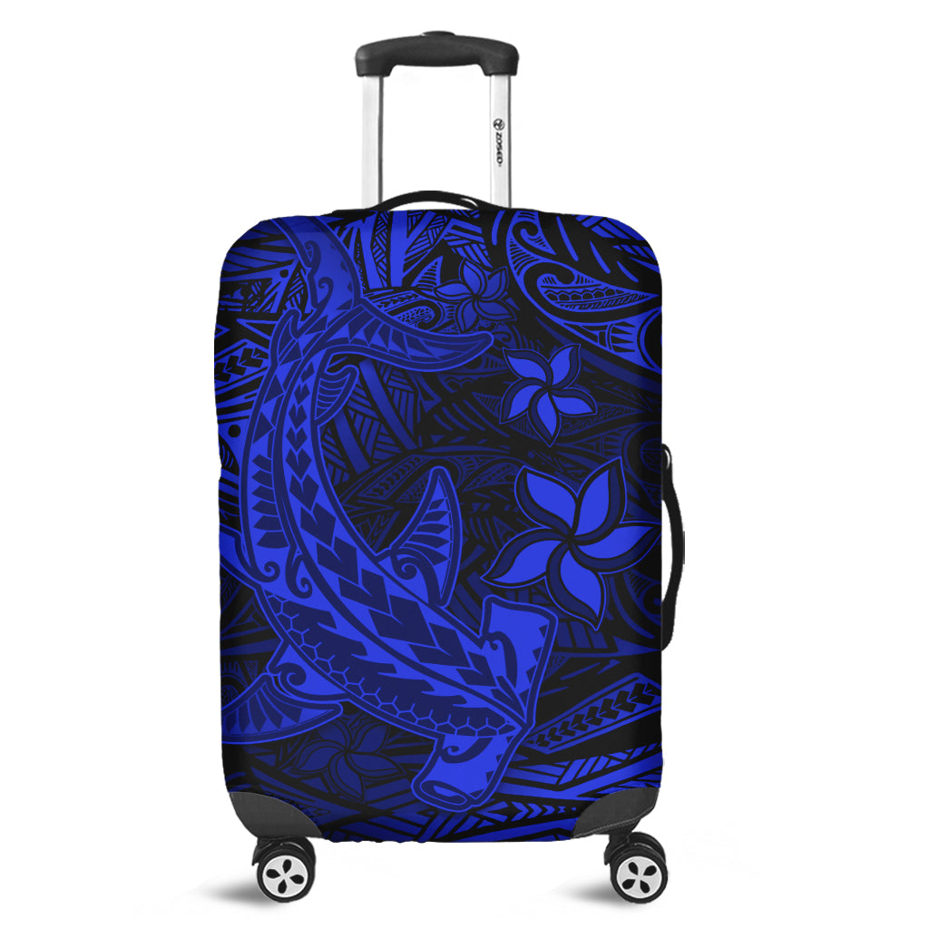 Polynesian Luggage Cover Blue Hawaiian Tribal Hammerhead Shark LT14 Blue - Polynesian Pride