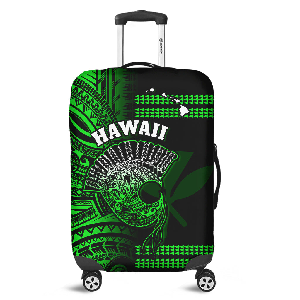 Hawaii Luggage Cover Kakau Warrior Helmet Gradient White Polynesian Ver.02 LT14 Black - Polynesian Pride