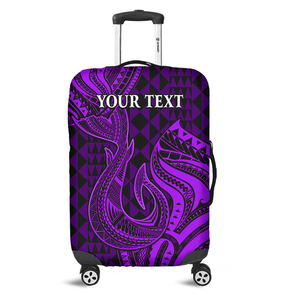 (Custom Personalised) Hawaii Luggage Cover Kakau Polynesia Hawaiian Fish Hook Ver.07 LT14 Purple - Polynesian Pride