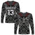 (Custom Text and Number) New Zealand Silver Fern Rugby Long Sleeve Shirt All Black NZ Maori Pattern LT13 Unisex Black - Polynesian Pride