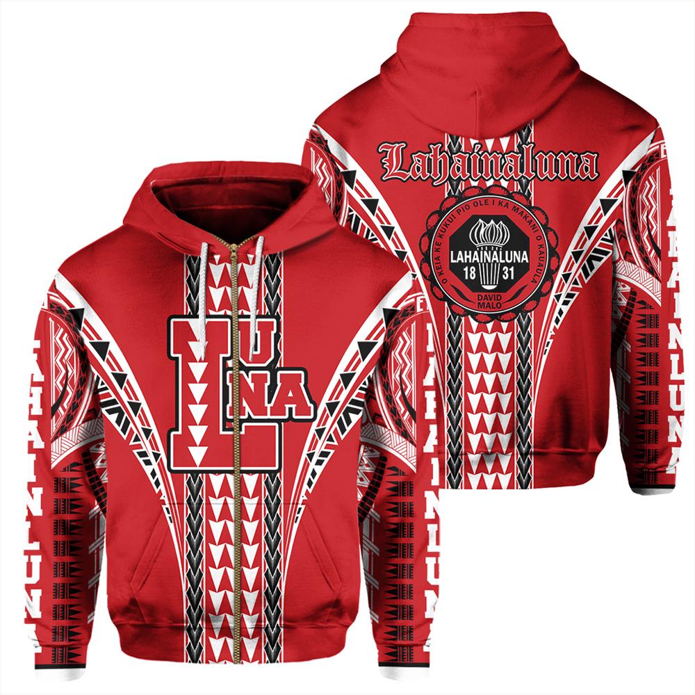 Hawaii Hoodie Lahainaluna High Zip Hoodie Unisex Red - Polynesian Pride