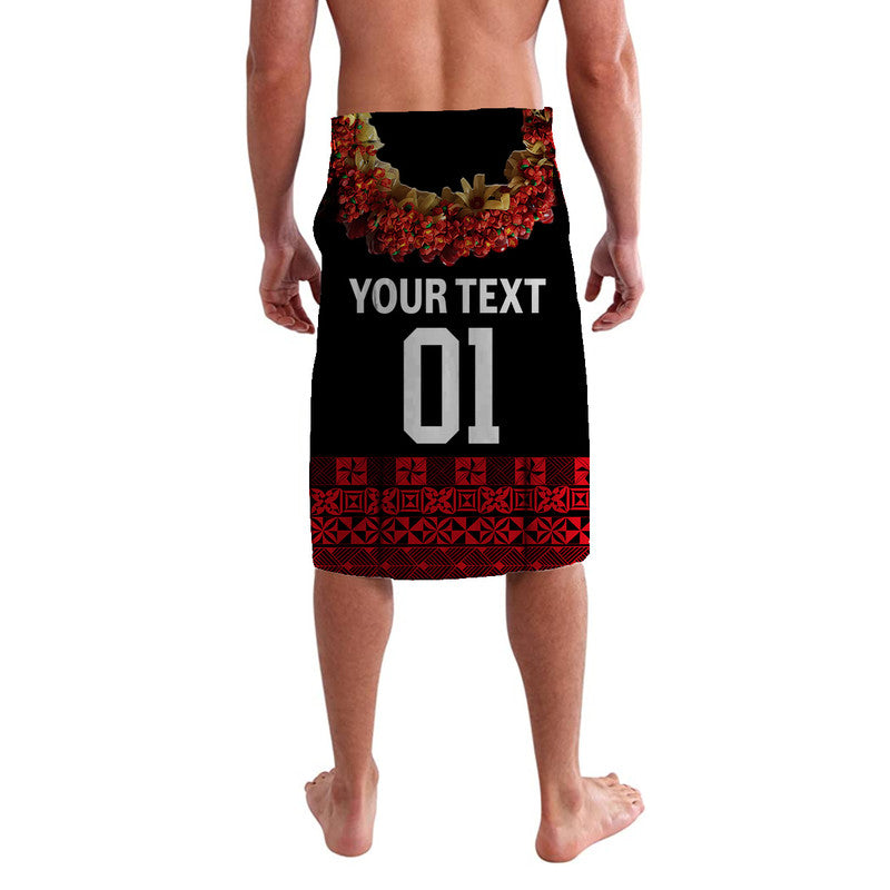 Custom Tonga Lavalava Emancipation Day Tupenu Independence Day Fancy Kahoa Heilala Flower Black Red LT8 - Polynesian Pride