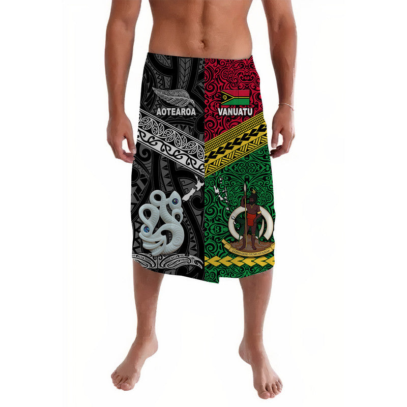 Vanuatu And New Zealand Lavalava Together Black LT8 Red - Polynesian Pride