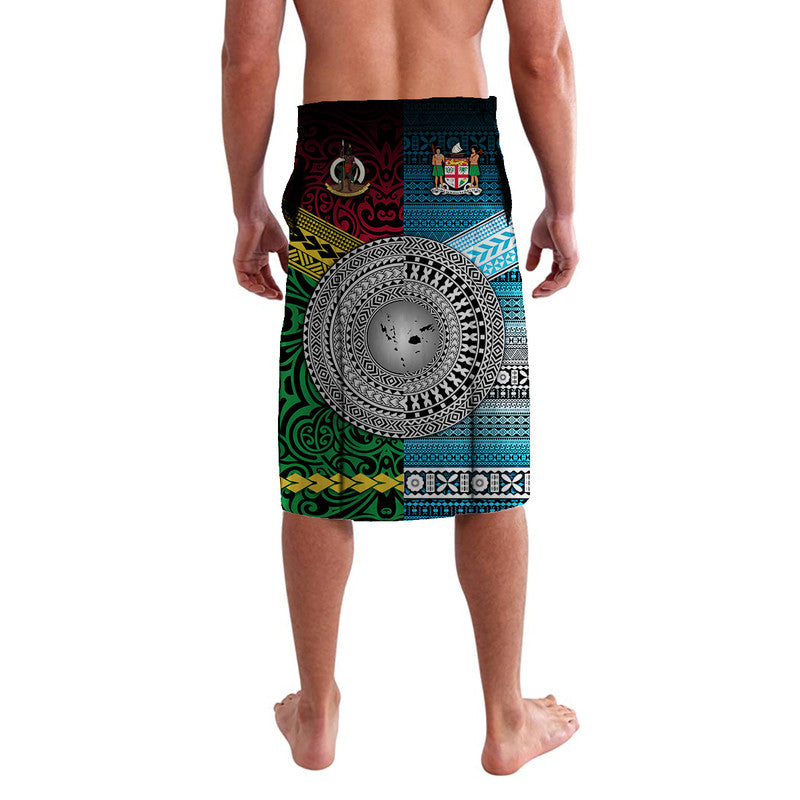 Vanuatu And Fiji Lavalava Together Blue LT8 - Polynesian Pride