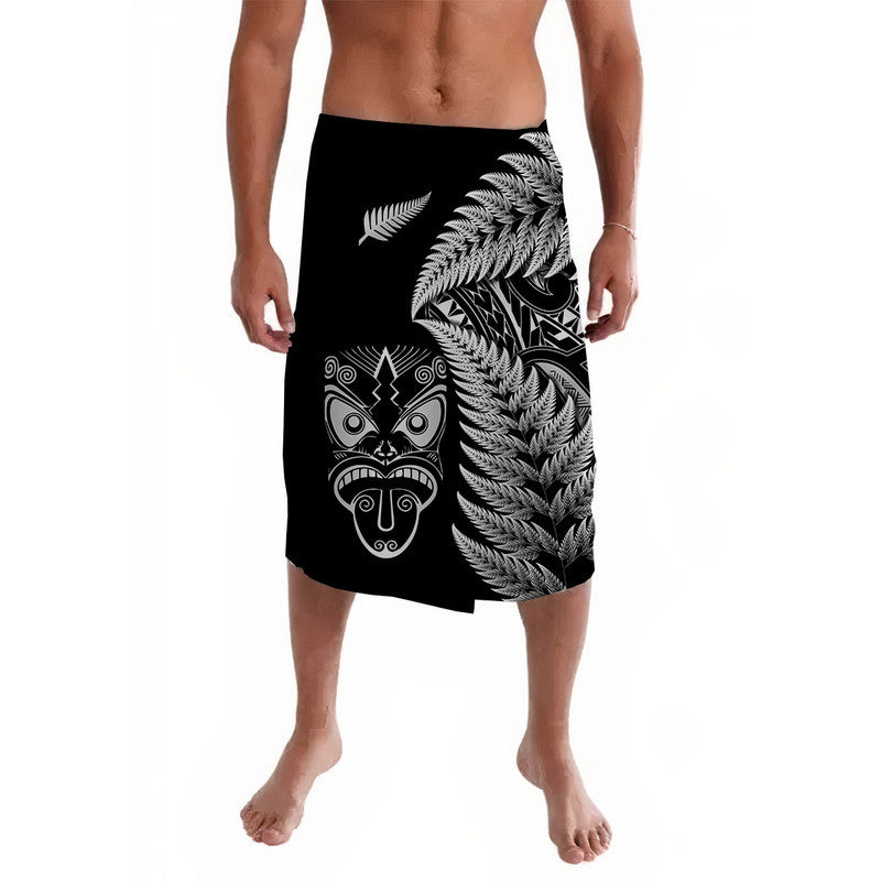 New Zealand Haka Rugby Maori Lavalava Silver Fern Vibes Black LT8 Black - Polynesian Pride