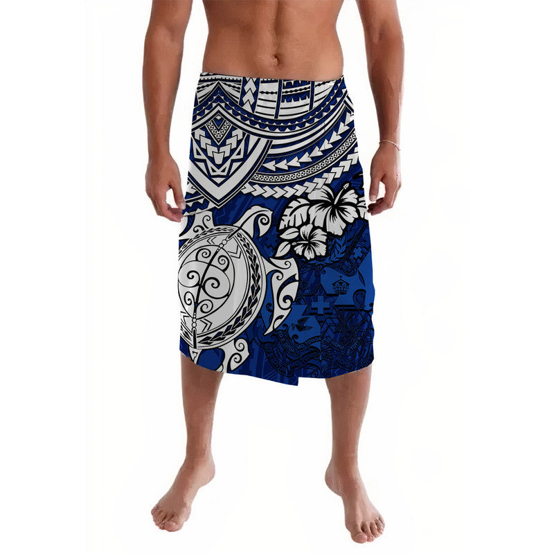 Tonga Coat Of Arms Lavalava Turtle Hibiscus Blue LT8 - Polynesian Pride