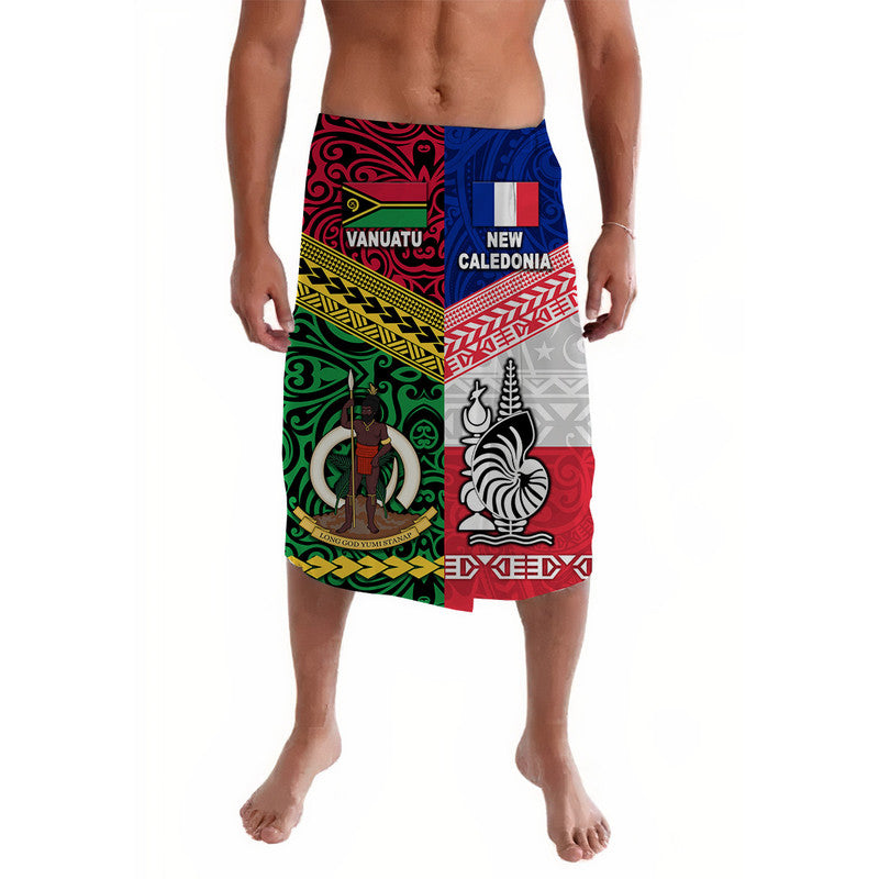 Vanuatu And New Caledonia Flag Style Lavalava Together LT8 Blue - Polynesian Pride