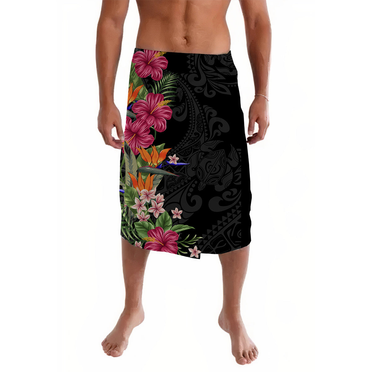 Hawaii Flowers Mix Tribal Pattern Lavalava LT6 - Polynesian Pride