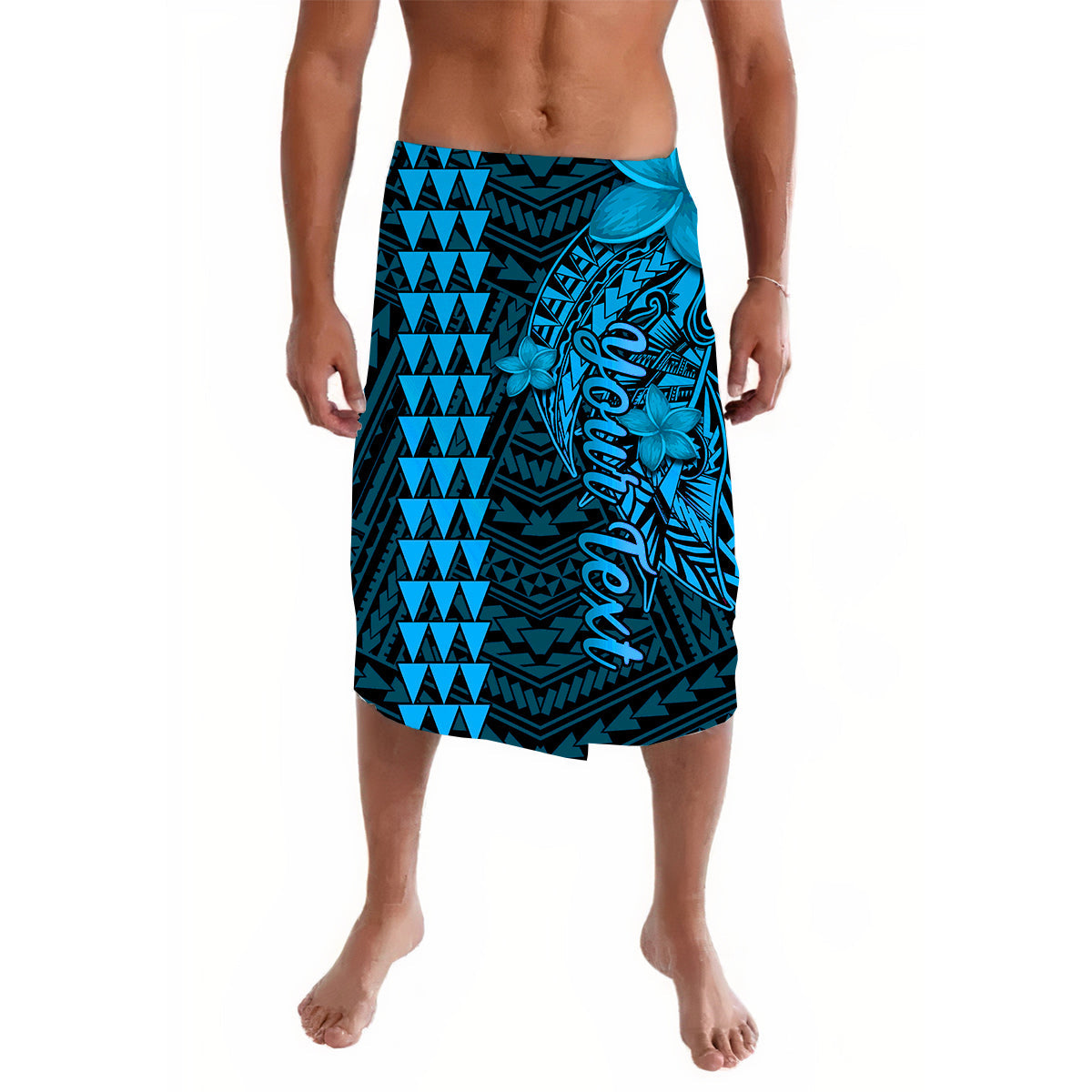 Custom Hawaii Lavalava Kakau Polynesian Pattern Combine Tropical Flowers Ver.03 LT14 Blue - Polynesian Pride