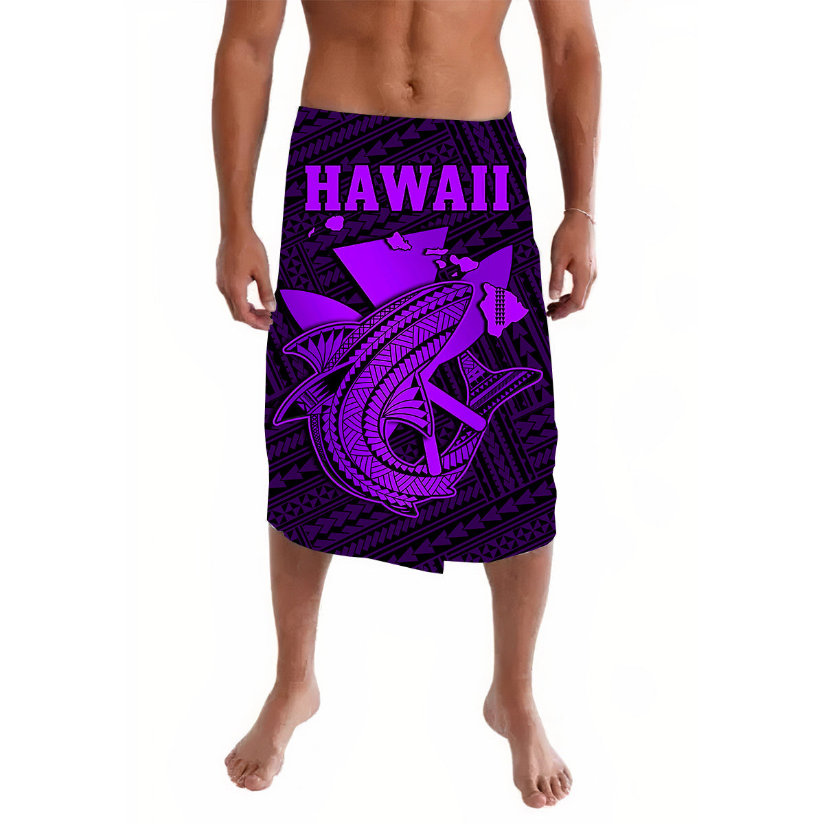 Hawaii Lavalava Kakau Kanaka Maoli Combine Polynesian Shark Ver.05 LT14 Purple - Polynesian Pride