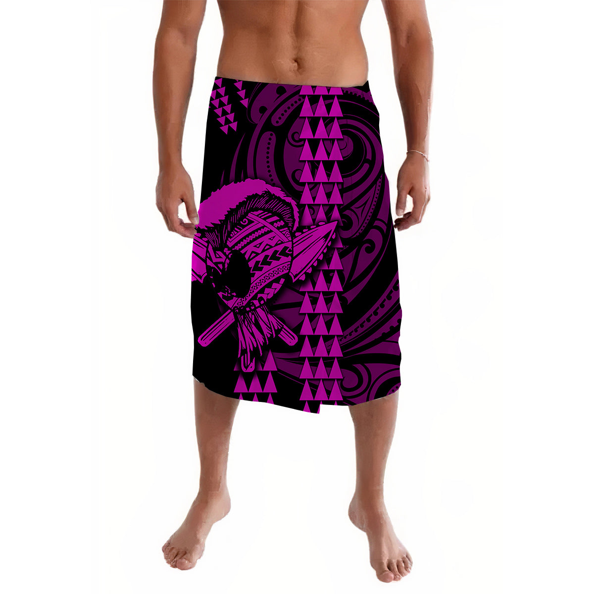 Hawaii Polynesian Warrior Kakau Lavalava Purple No.1 LT6 Lavalava Purple - Polynesian Pride