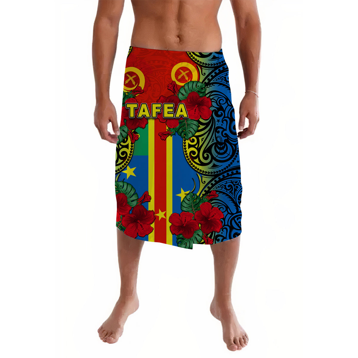 Vanuatu Tafea And Hibiscus Lavalava LT6 Lavalava Black - Polynesian Pride