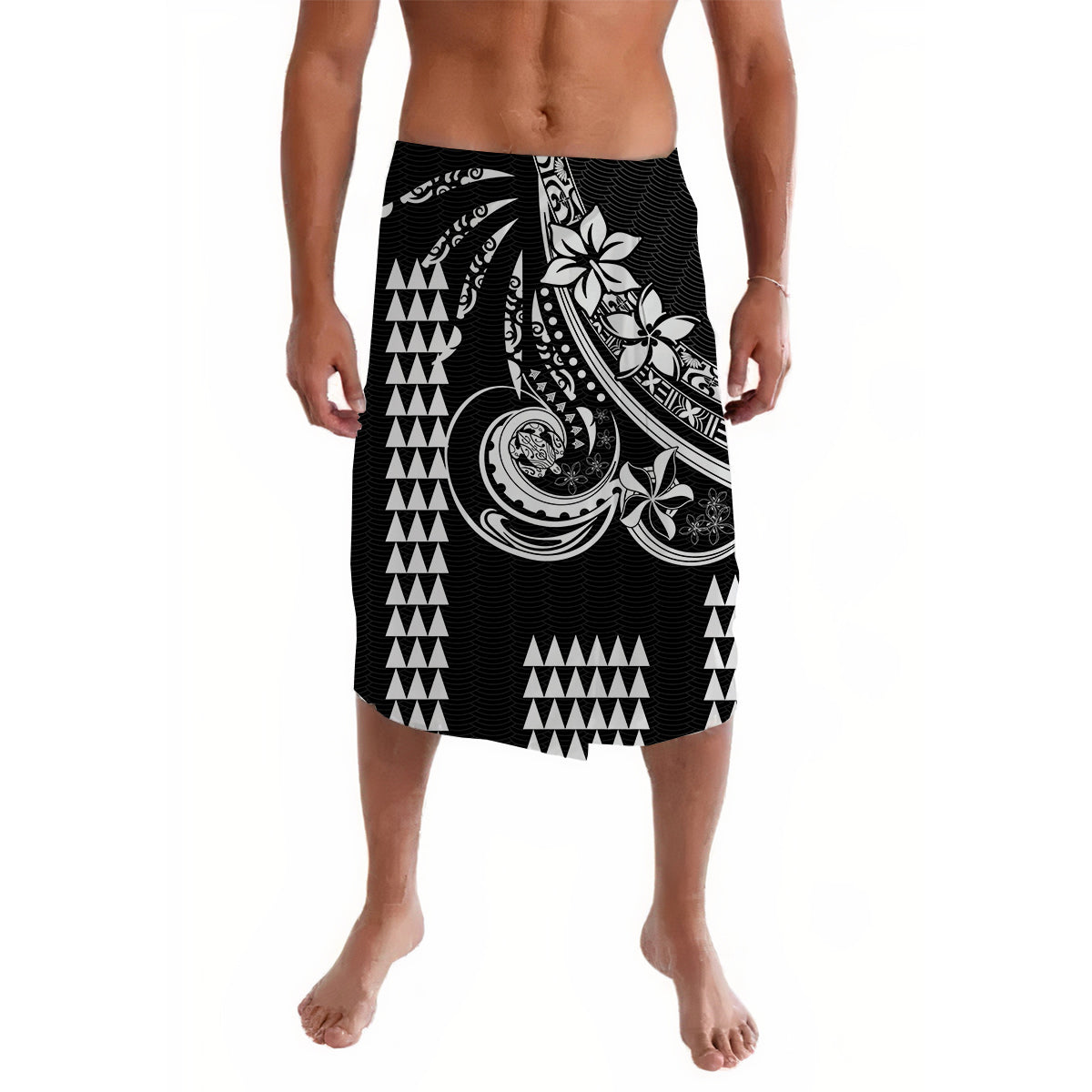 Kakau Hawaiian Polynesian Lavalava Black LT6 Lavalava Black - Polynesian Pride LLC