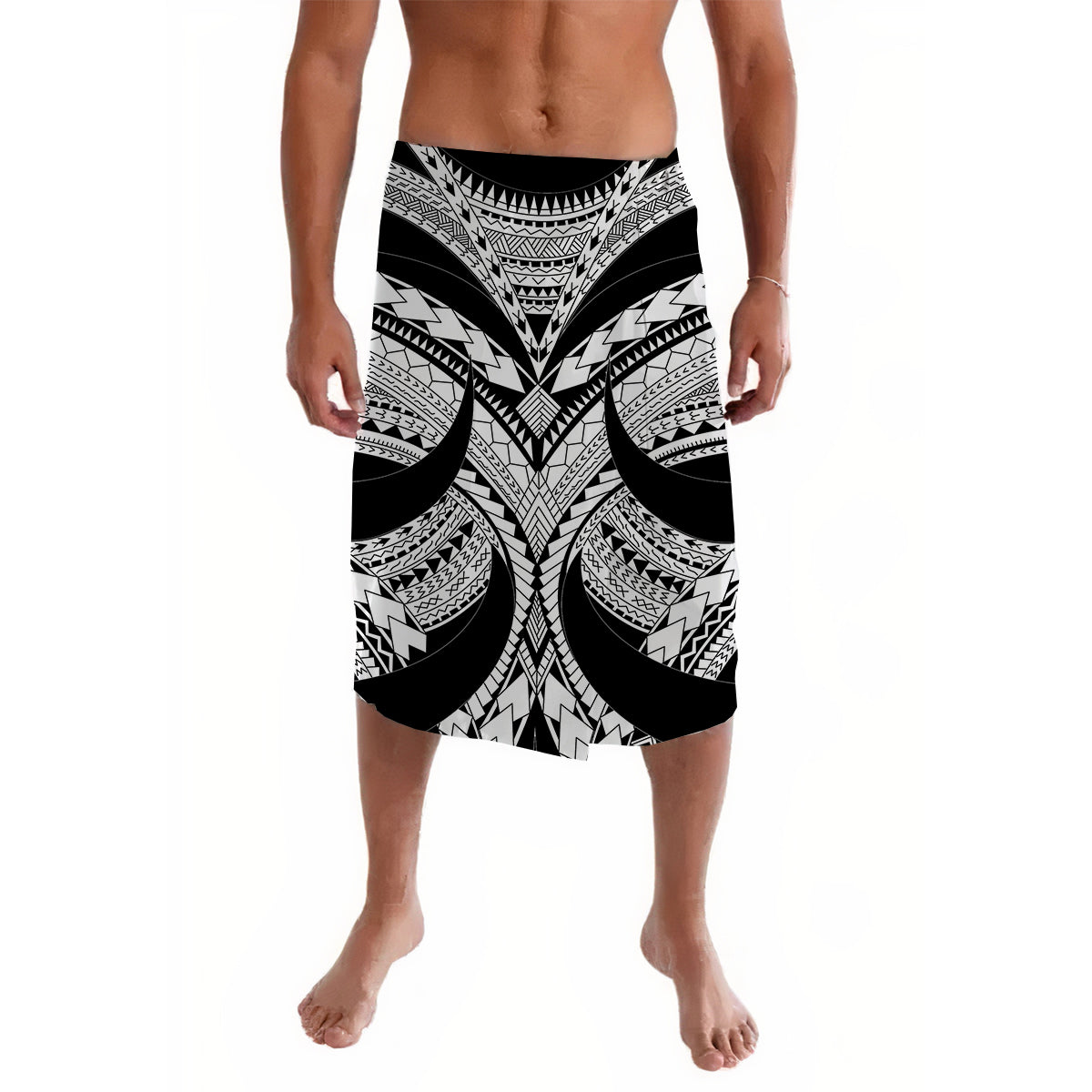 Polynesian Tribal Samoa Tattoo White Lavalava LT6 Lavalava Black - Polynesian Pride