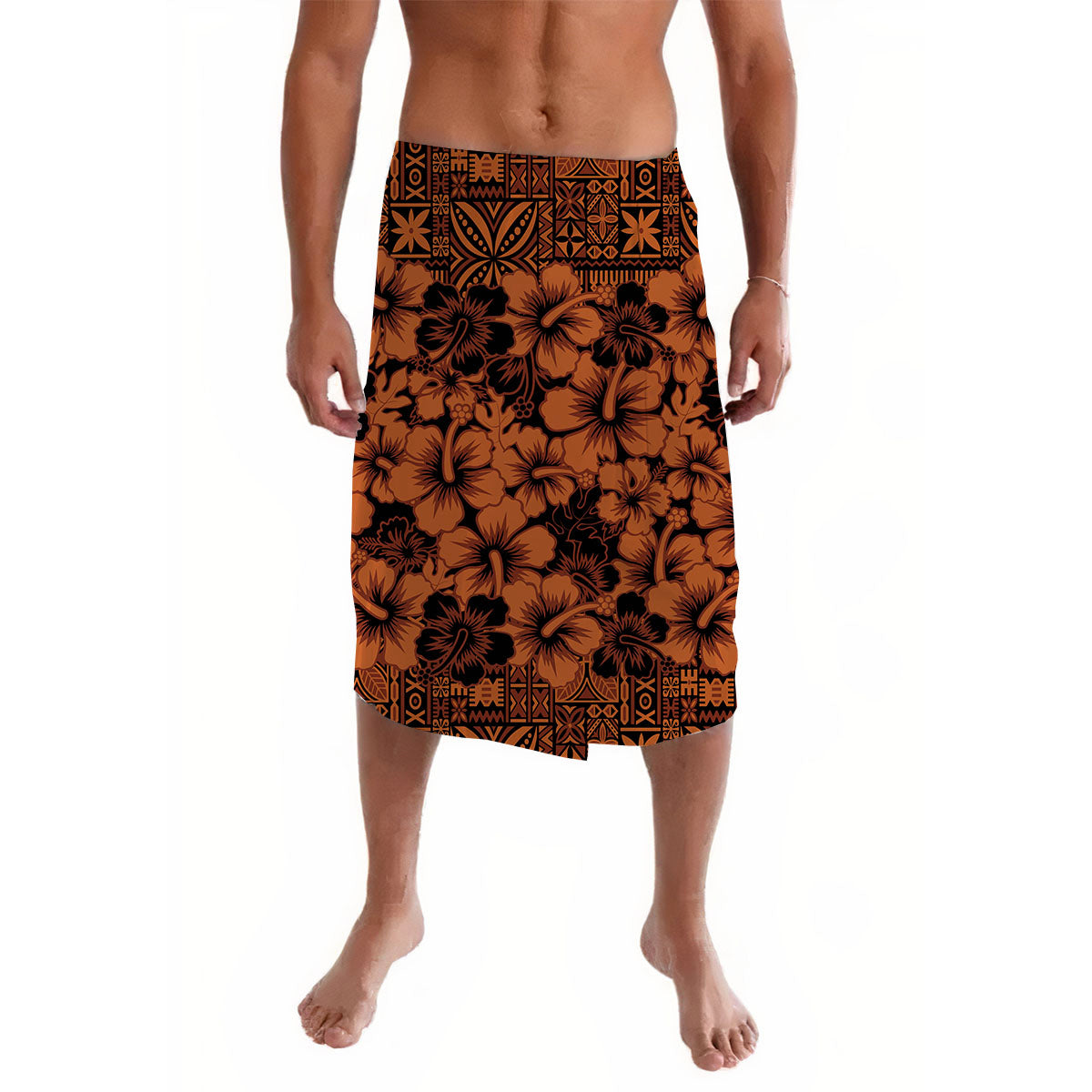 Festival in Fiji Hibiscus Lavalava with Hibiscus LT6 Lavalava Brown - Polynesian Pride