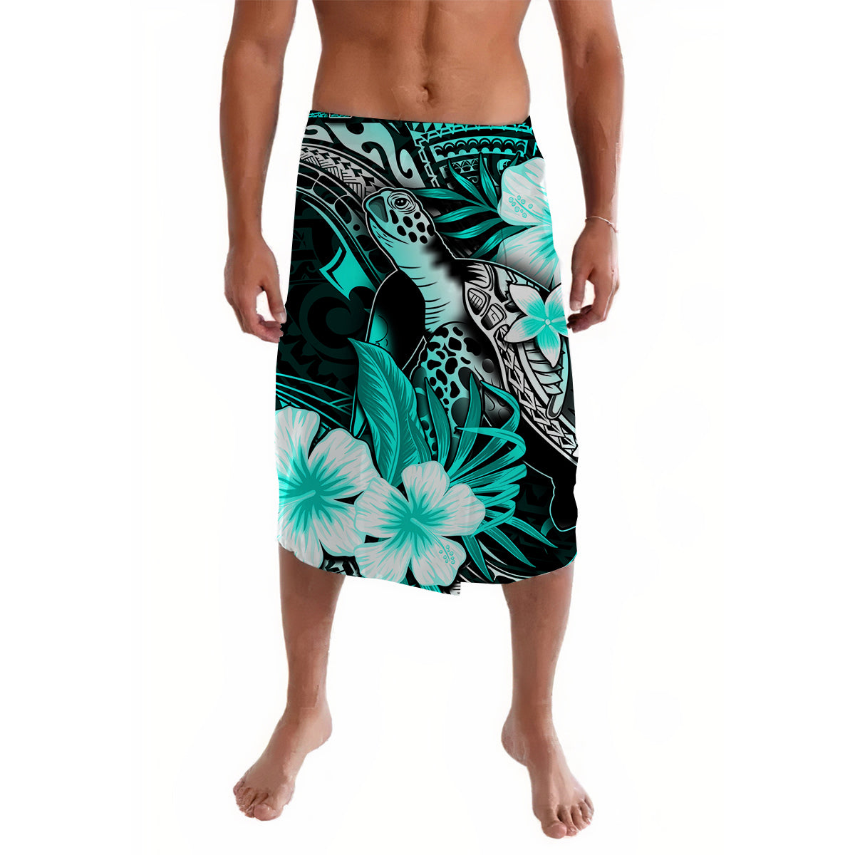 Polynesian Turtle With Hibiscus Lavalava Style No.3 LT6 Lavalava Art - Polynesian Pride