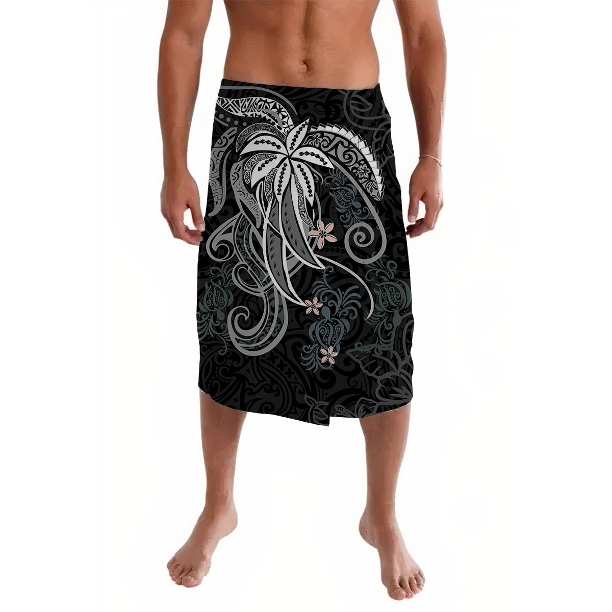 Polynesian Tribal White Lavalava LT6 Lavalava Black - Polynesian Pride