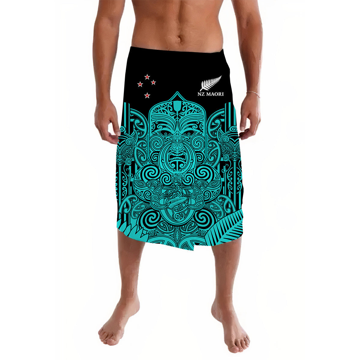 New Zealand Tiki Rugby Lavalava NZ Maori Koru Pattern Ver.02 LT14 Turquoise - Polynesian Pride