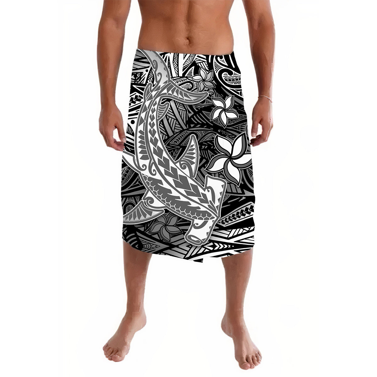 Polynesian Lavalava Black Hawaiian Tribal Hammerhead Shark LT14 Black - Polynesian Pride