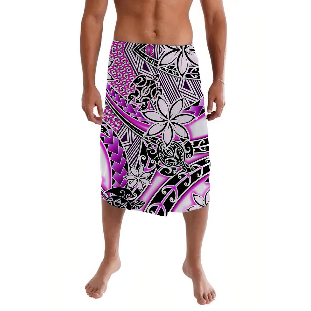 Hawaii Lavalava Tribal Plumeria With Polynesian Turtle Ver.02 LT14 Purple - Polynesian Pride