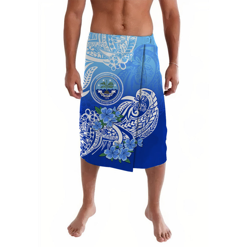 Federated States Of Micronesia Lavalava Polynesian Floral Tribal LT9 Blue - Polynesian Pride