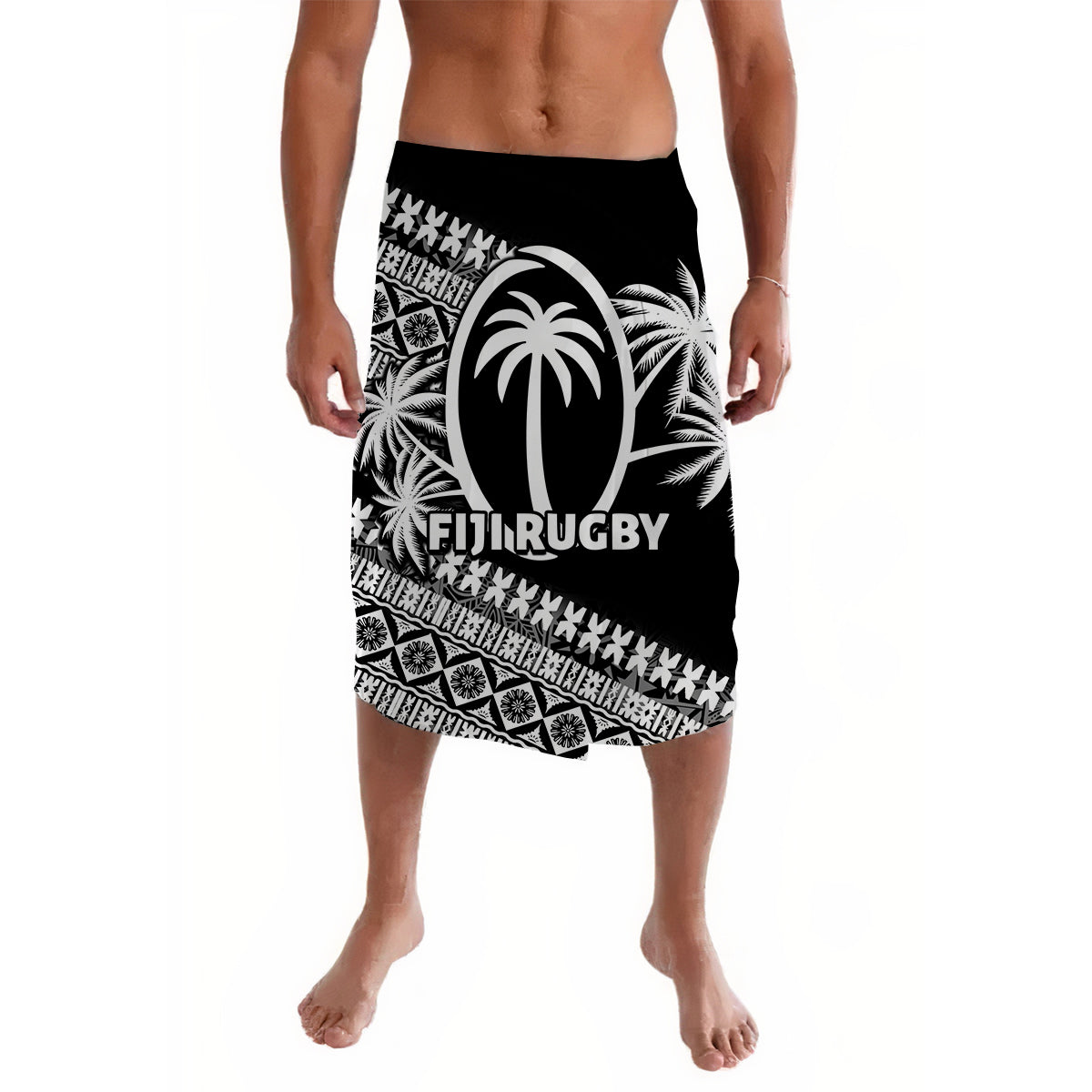 FijI Tapa Rugby Lavalava LT6 Black - Polynesian Pride