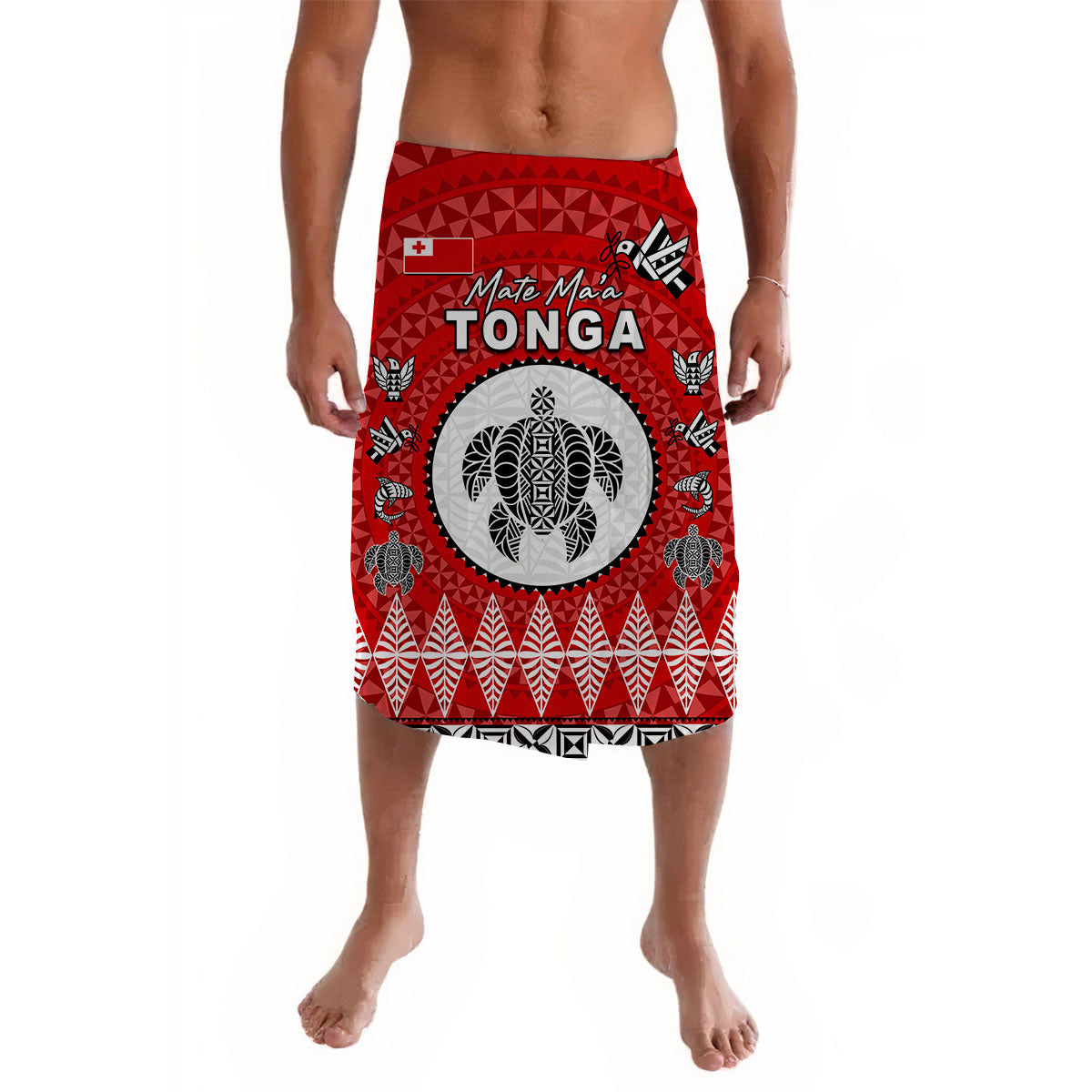 Mate Maa Tonga Ngatu Fonu Rugby Lavalava LT6 Red - Polynesian Pride