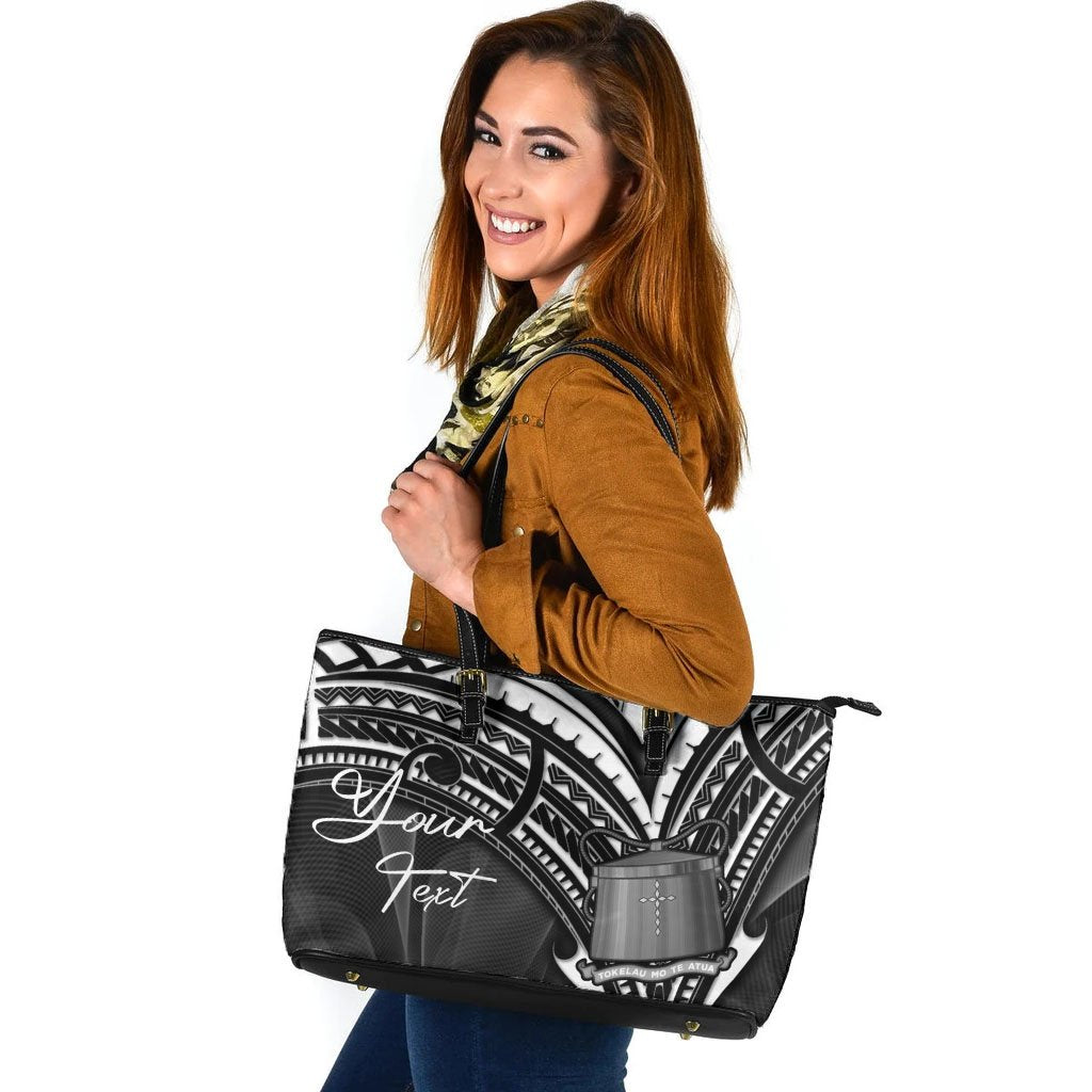 Tokelau Custom Personalised Leather Tote - Cross Style Black - Polynesian Pride