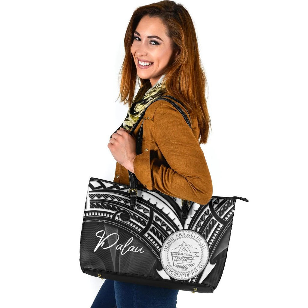 Palau Leather Tote - Cross Style Black - Polynesian Pride