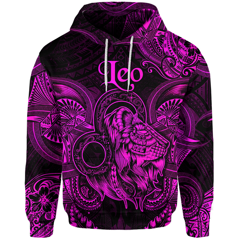 Custom Leo Zodiac Polynesian Hoodie Unique Style Pink LT8 - Polynesian Pride