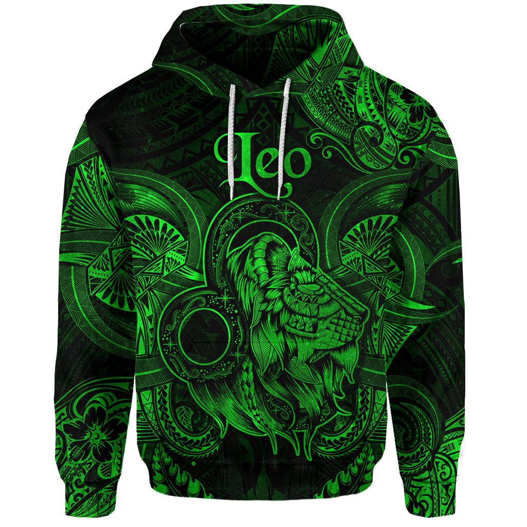 Custom Leo Zodiac Polynesian Hoodie Unique Style Green LT8 - Polynesian Pride