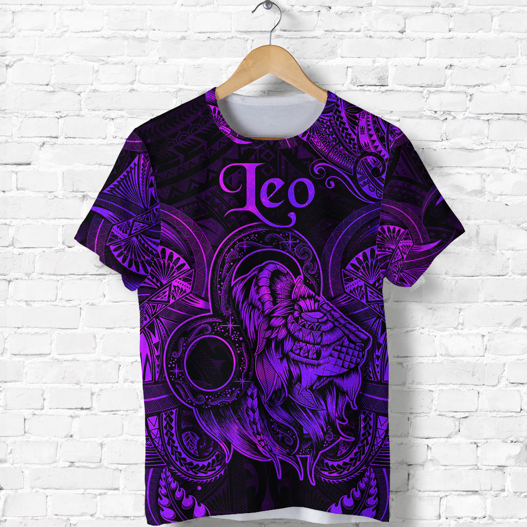 Leo Zodiac Polynesian T Shirt Unique Style Purple LT8 - Polynesian Pride