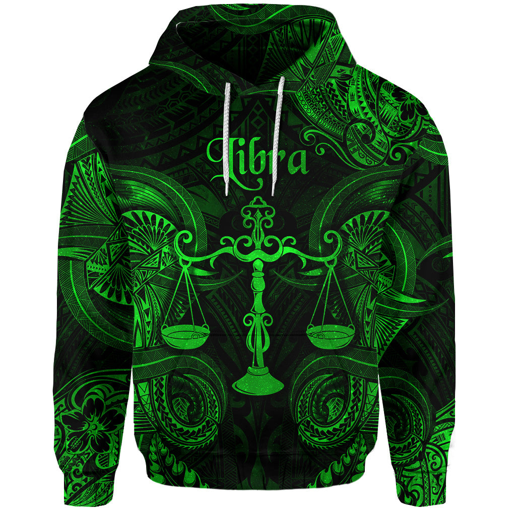 Custom Libra Zodiac Polynesian Hoodie Unique Style Green LT8 - Polynesian Pride