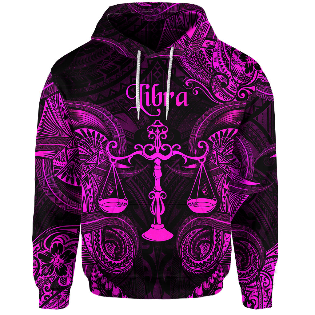 Custom Libra Zodiac Polynesian Hoodie Unique Style Pink LT8 - Polynesian Pride