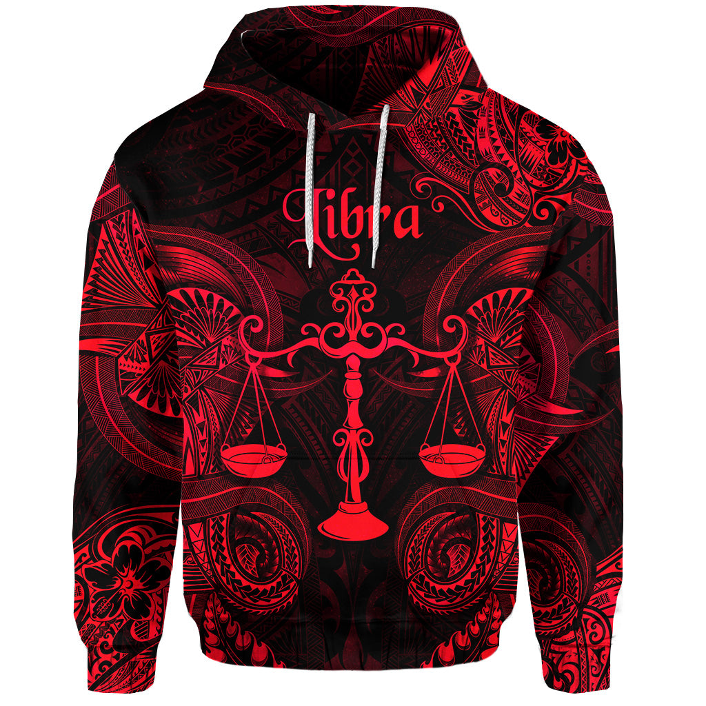 Custom Libra Zodiac Polynesian Hoodie Unique Style Red LT8 - Polynesian Pride