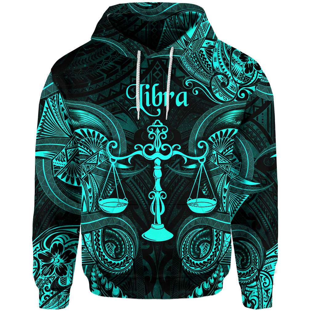 Custom Libra Zodiac Polynesian Hoodie Unique Style Turquoise LT8 - Polynesian Pride