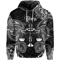 Libra Zodiac Polynesian Zip Hoodie Unique Style Black LT8 - Polynesian Pride