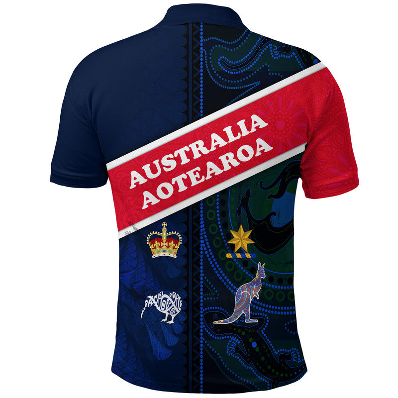 Aotearoa Mix Australia Polo Shirt Maori Mix Aboriginal Line Arty Style LT9 - Polynesian Pride