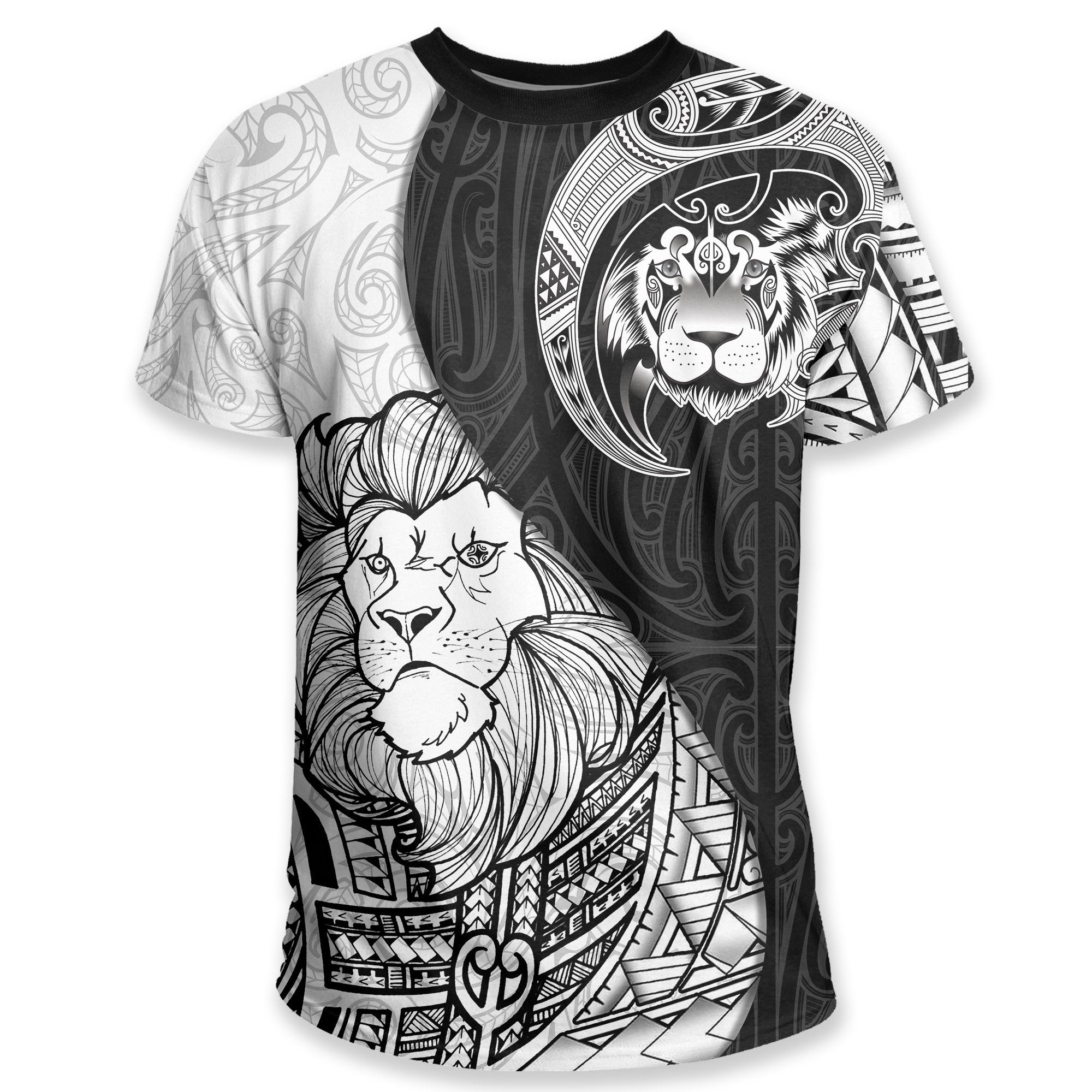 Lion Maori Tattoo T Shirt Unisex Black - Polynesian Pride