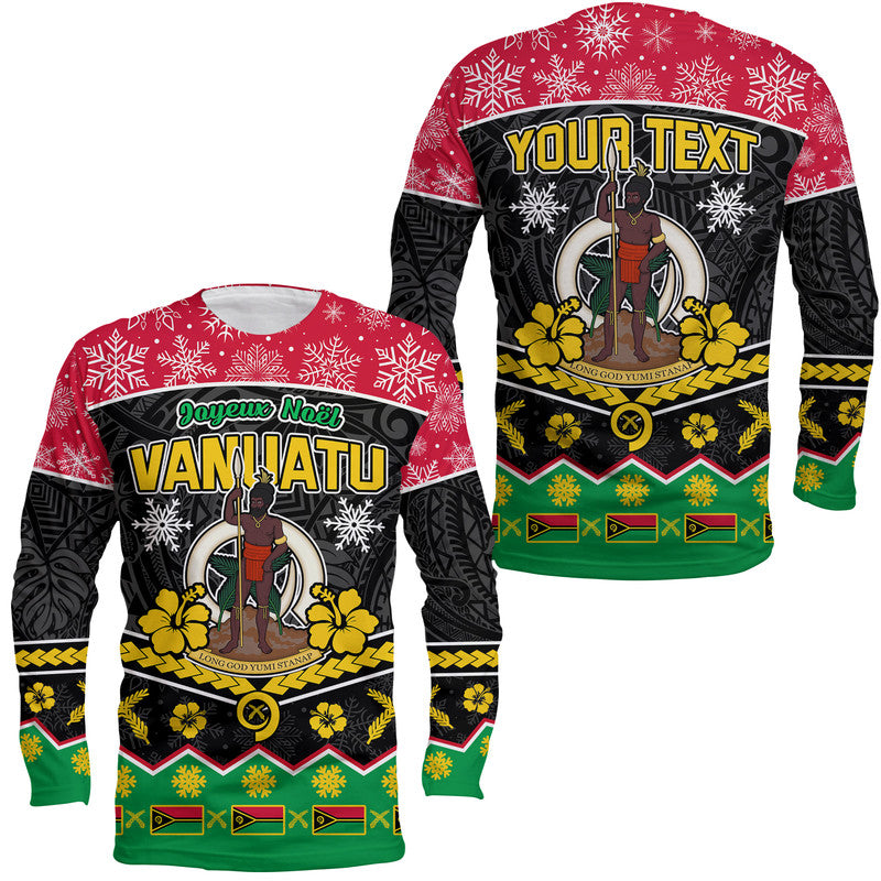 (Custom Personalised) Vanuatu Tribal Polynesian Christmas Vibe Long Sleeve Shirt LT9 Unisex Red - Polynesian Pride