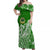 Saineha High School Tonga Off Shoulder Long Dress Kupesi Style - Ver02 LT7 Women Green - Polynesian Pride