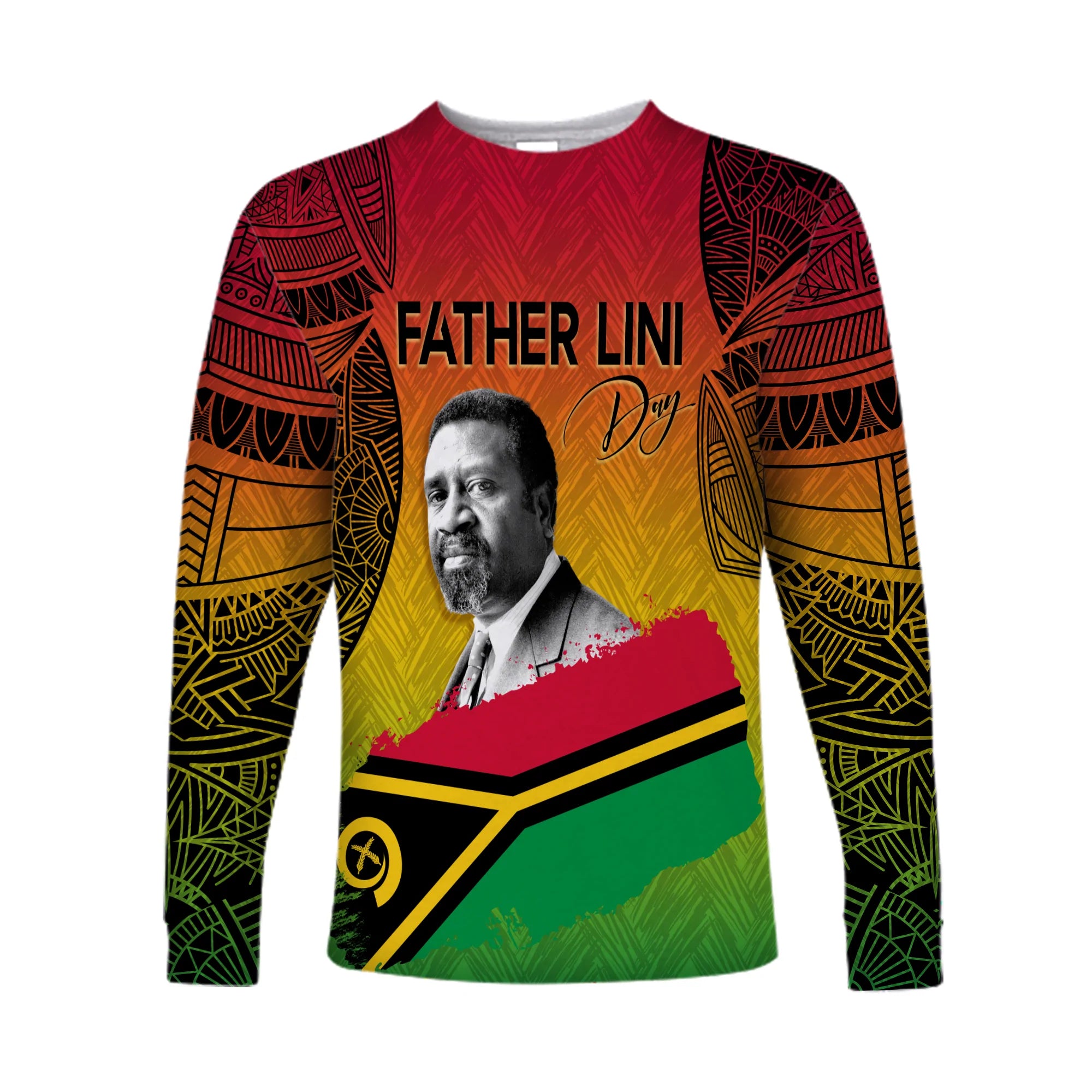 Vanuatu Father Lini Quote Long Sleeves Shirt Flag Style - Black LT7 Unisex Art - Polynesian Pride