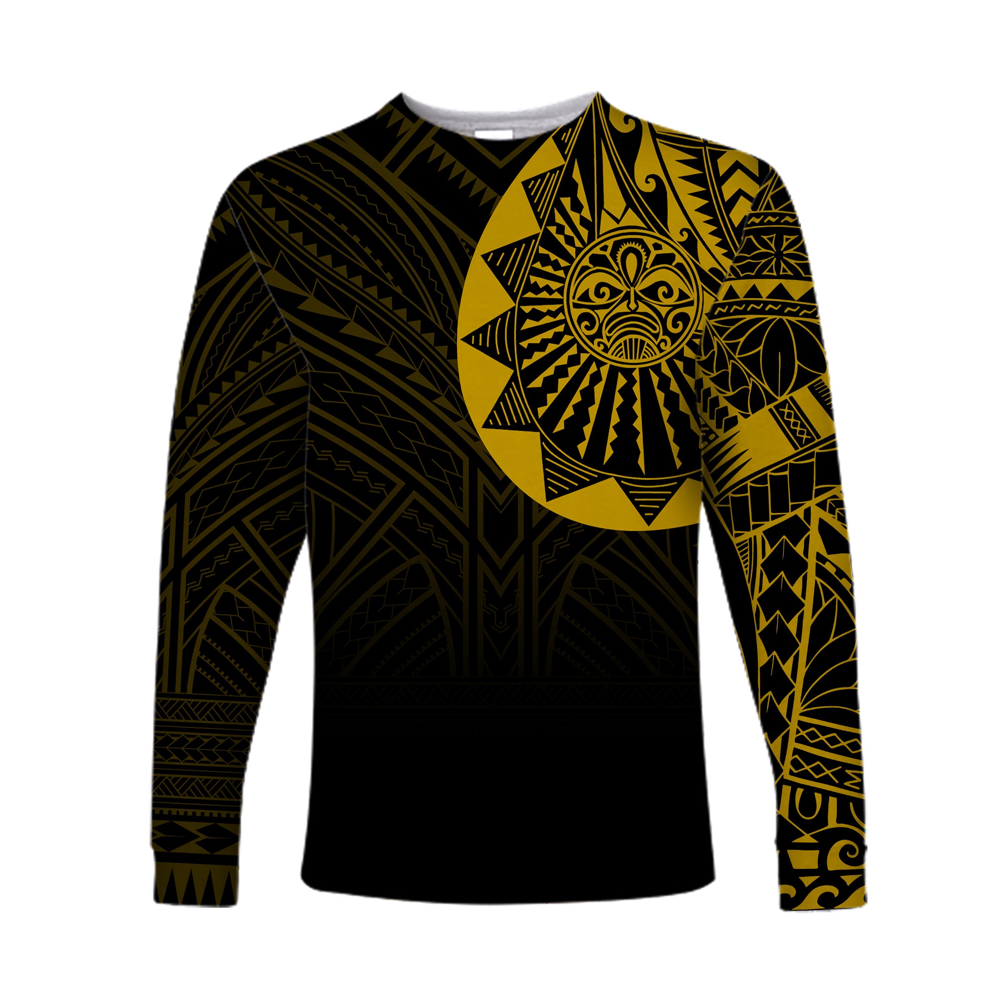 Polynesian Full Sleeve Tattoo Long Sleeves Shirt Gold Vibes LT7 Unisex Black - Polynesian Pride